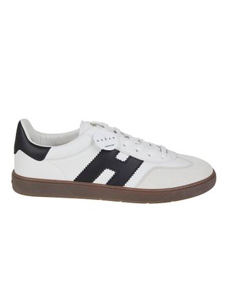 Hogan Low-Top Leather Sneakers with Amber Monogram Sole