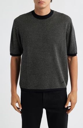 Emporio Armani Short Sleeve Virgin Wool Sweater in Black at Nordstrom Rack, Size Xxx-Large