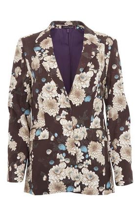 Lords of Harlech Jane Stretch Tencel Tailored Blazer in Serious Floral Black at Nordstrom, Size 12