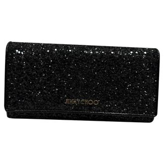 Jimmy Choo London Pre-owned Womens Flap Clutch Bag with Chain in Black Glitter - One Size