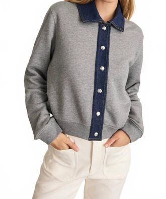 Tanya Taylor Rita Cozy Terry Knit Jacket In Heather Grey