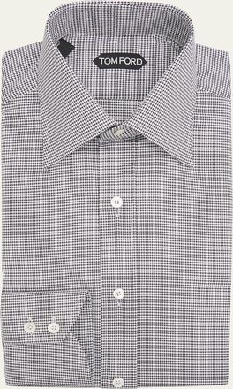 Tom Ford Mens Cotton Micro-Houndstooth Dress Shirt