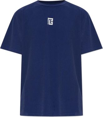 Balmain T-shirt met geborduurd logo - Heren - T-shirts - Blauw - L - Tops