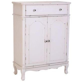 Wanderlust Deco Recibidor de madera de 2 cajones y 2 puertas 80x38x110,5h cm - blanco