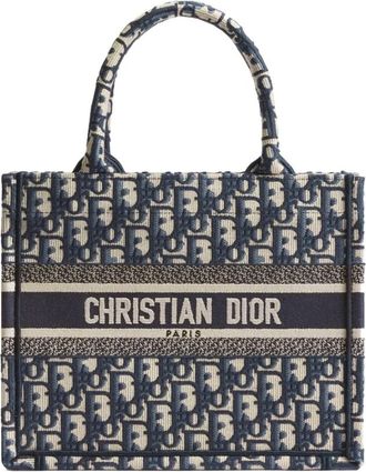 Dior Kleine Book Tote - Dames - Shoppers - Blauw - ONE Size - Katoen - Tassen
