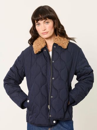 Fat Face FatFace Cumbria Navy Removable Collar Quilted Jacket