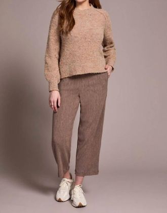 Tribal Boucle Long-Sleeve Crew Neck Sweater In Ice Latte
