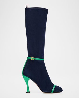 Thom Browne 105mm Trompe L & apos;oeil Suede Knee-High Boots