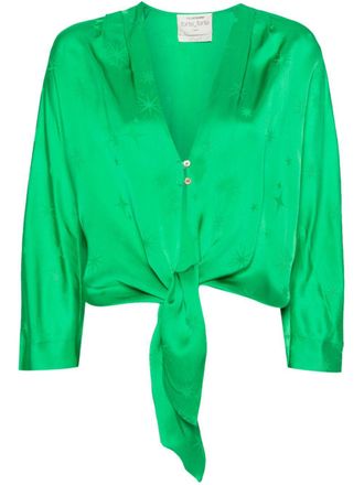 Forte_Forte Blouse met jacquard - Groen