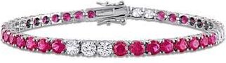 Delmar Lab Created White Sapphire & Lab Created Ruby Tennis Bracelet in Red at Nordstrom Rack