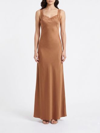 Forte_Forte Long Satin Slip Dress with Lace Inserts