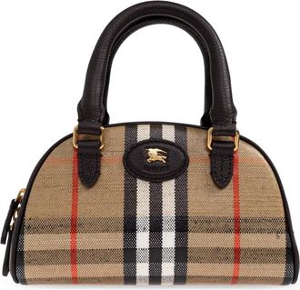 Burberry Mini Highlands Bowlingtas - Dames - Handtassen - Beige - ONE Size - Katoen - Tassen