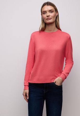 Street One Strickpullover STREET ONE, Damen, Gr. 34, striking coral, Strick, Obermaterial: 86% Viskose, 14% Polyester, unifarben, tailliert h&uuml;ftbedeckend, Rundha