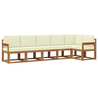 vidaXL Conjunto De Sof&aacute;s De Exterior Con Coj&iacute;n 6 Pcs Natural Y Crema Vidaxl