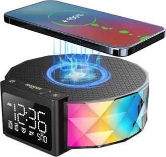 OEM Despertador Con Carga R&aacute;pida Inal&aacute;mbrica De 15 W, Despertador Digital Con Luz Nocturna Para Dormitorio, Luz Nocturna Rgb De 5 Colores, Modo De Repetic