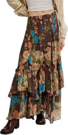 Free People Palermo Villa Chiffon Maxi Skirt in Brown Combo at Nordstrom Rack, Size 0