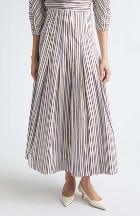Lela Rose Stripe Full Cotton Skirt in Cream Multi at Nordstrom, Size 6