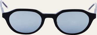 Thom Browne Mens Acetate and Titanium Oval Sunglasses
