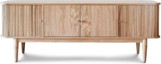 PIB Soporte de TV de madera beige con cortinas