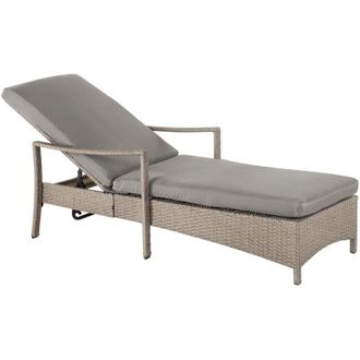 Beliani Beliani - Outdoor Chaise Lounge Wicker Cushion Padding Adjustable Backrest Grey Vasto