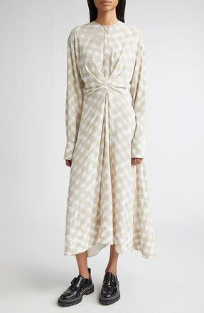 Proenza Schouler Keria Long Sleeve Crepe Midi Dress in Oyster Multi at Nordstrom, Size 10