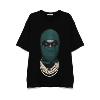 Ih Nom Uh Nit T-Shirts, male, Black, Size: 2XL Mask Print Cotton T-shirt