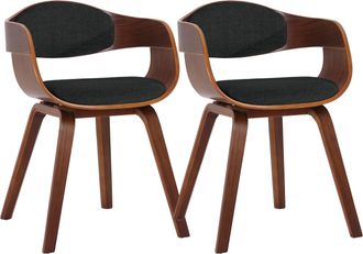 Clp Clp - Set De 2 Sillas De Comedor Kingston De Tela Y Madera Nogal/negro