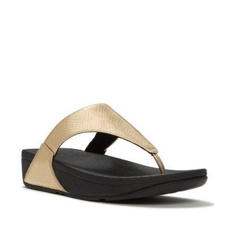 FitFlop Lulu Metallic Snake Toe-Post Sandals in Platino at Nordstrom, Size 8.5