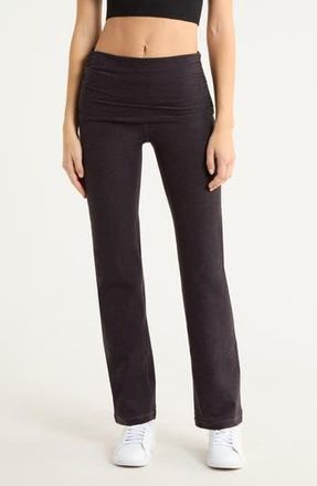 Zella Renew Foldover Straight Leg Pants in Black Melange at Nordstrom Rack, Size Medium