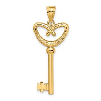 Diamond2Deal 14k Yellow Gold 3D Key To My Heart Key Charm