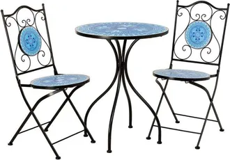 Wanderlust Deco Conjunto De Mesa Y 2 Sillas De Metal Multicolor 60x60x75h Cm, 38x46x90h Cm