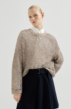 Brunello Cucinelli Dazzling chin&eacute; net sweater in Rope at Nordstrom, Size X-Small