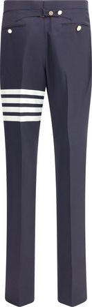 Thom Browne Wool with Signature Striped Bands Trousers - Navy