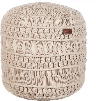 Beliani Pouffe Macramé THAKOT Cotton Beige