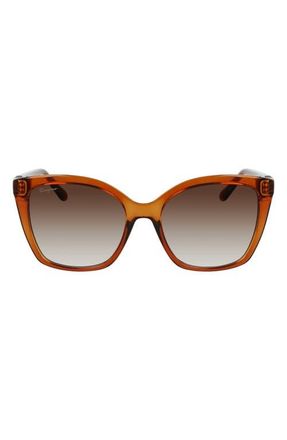 Ferragamo Gancini 54mm Rectangular Sunglasses in Crystal Caramel at Nordstrom