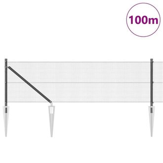 Berkfield Home Modern Welded Wire Fence with 13 Spike Posts Grey 0.8x100 m Steel