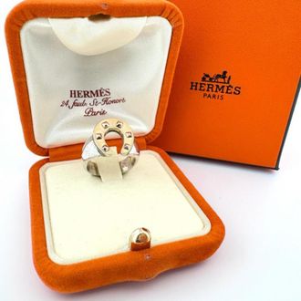 Herm&egrave;s Gold Silver Yellow Gold (18K) Silver 925 Band Ring (Pre-Owned)