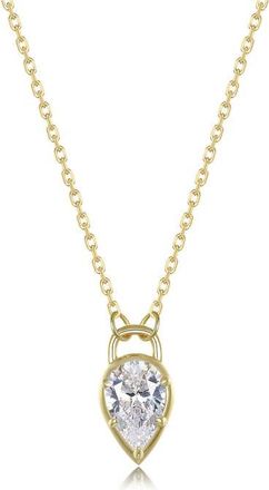 Lafonn Pear Lock Pendant Necklace in Gold at Nordstrom, Size 20