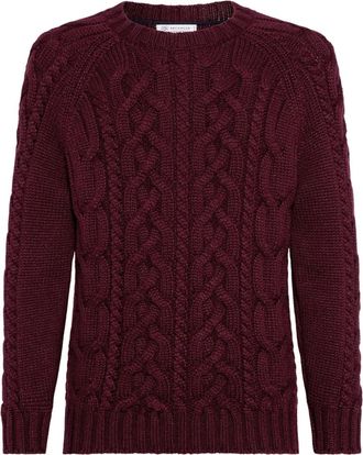 Brunello Cucinelli Maglione con lavorazione intrecciata - Rosso