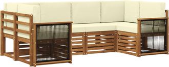 vidaXL Conjunto De Sof&aacute;s De Exterior 6 Uds. Natural Y Crema Vidaxl