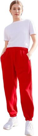 Generic Womens Cotton Joggers, Red Jogging Bottoms with Pockets, UK Size 14