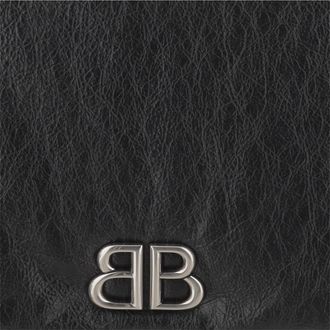Balenciaga Mens Logo Shoulder Bag Black Leather Handbags Hand