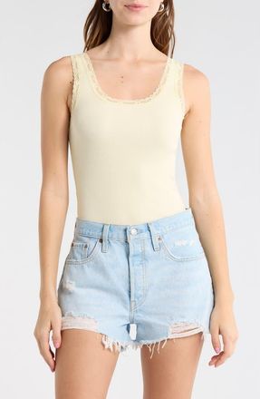 Abound Lace Trim Tank Top in Yellow Frost at Nordstrom Rack, Size X-Large