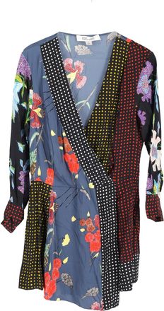 Diane Von Fürstenberg Patchwork Mini Dress in Multicolor Silk