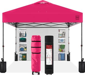 Best Choice Products 10x10ft Easy Setup Pop Up Canopy, Portable Tent w/ Side Wall, 1-Button Push, Case