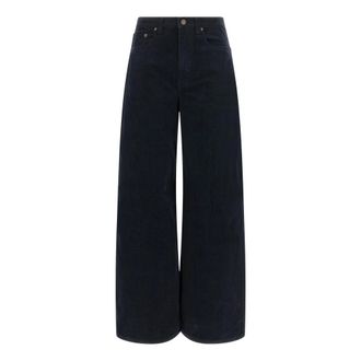 Ralph Lauren Pantalones de Pana de Tiro Alto S&uacute;per Ancho - Trousers - Mujer - Azul - W28