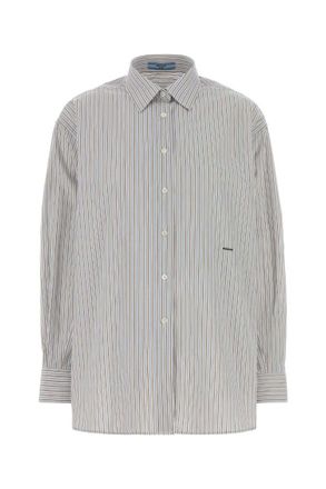 Prada Grey Regular Stripes Shirt