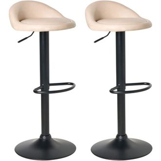 Beliani Conjunto De 2 Sillas De Bar Giratorias Modernas Sin Reposabrazos Con Altura Ajustable Tapizado De Piel Sint&eacute;tica Beige Claro Meeder