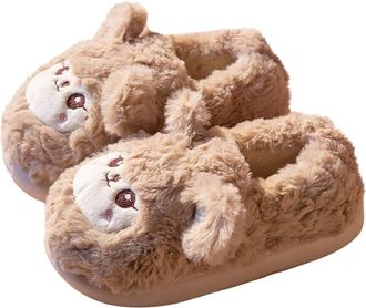 Generic Mens Womens Plush Slippers Fuzzy Fleece Indoor Couples Slippers Slip-On Memory Foam Cute Warm House Shoes Footwear Comfortable Lightweight size 4