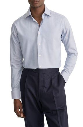 Eton Slim Fit Cotton Dobby Dress Shirt in Light Grey at Nordstrom, Size 17.5
